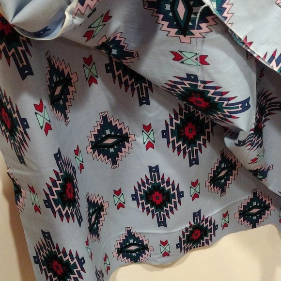 Shamash & Sons Inc Blue & Pink Aztec Print Fabric Piece 2 Yds -Sewing Quilting - Picture 4 of 5